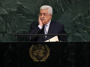 Mahmoud Abbas, President of the State of Palestine, addresses the United Nations General Assembly at UN headquarters, September 20, 2017 in New York City.